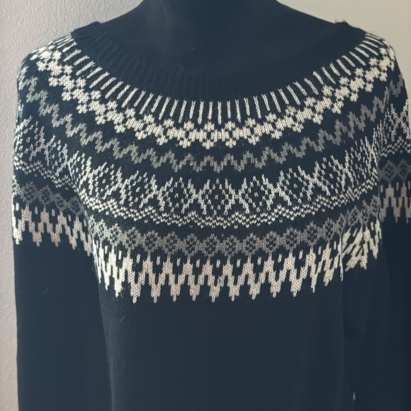 Roaman’s Fair Isle Pullover Sweater black long sleeves Sz 18/20 - Picture 4 of 12